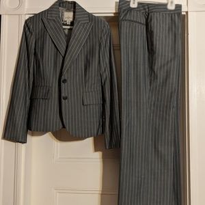 Gray pin striped pant suit